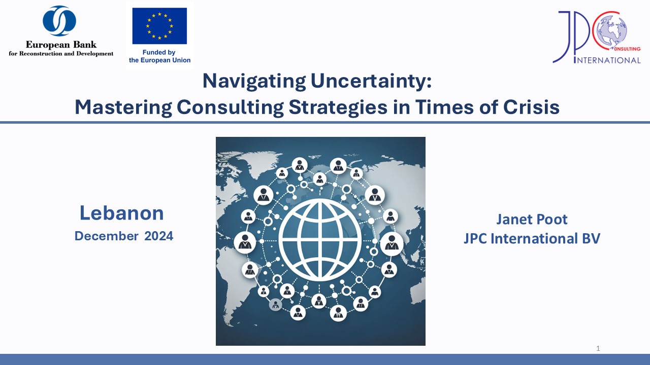 Opening Page of Powerpoint Presentation 'Navigating Uncertainty', Lebanon December 2024