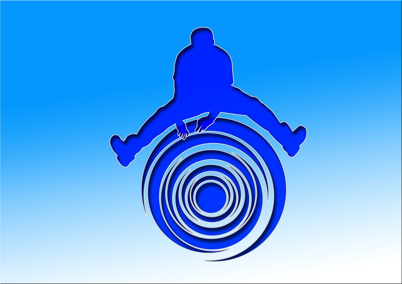 Person leaping and skipping