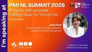Announcement of Janet Poot as a speaker at PMI NL Summit